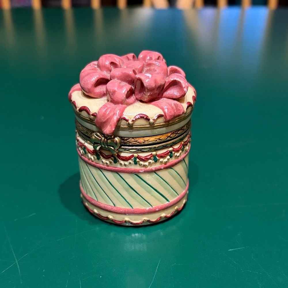 Decorative Pink and Cream Trinket Box